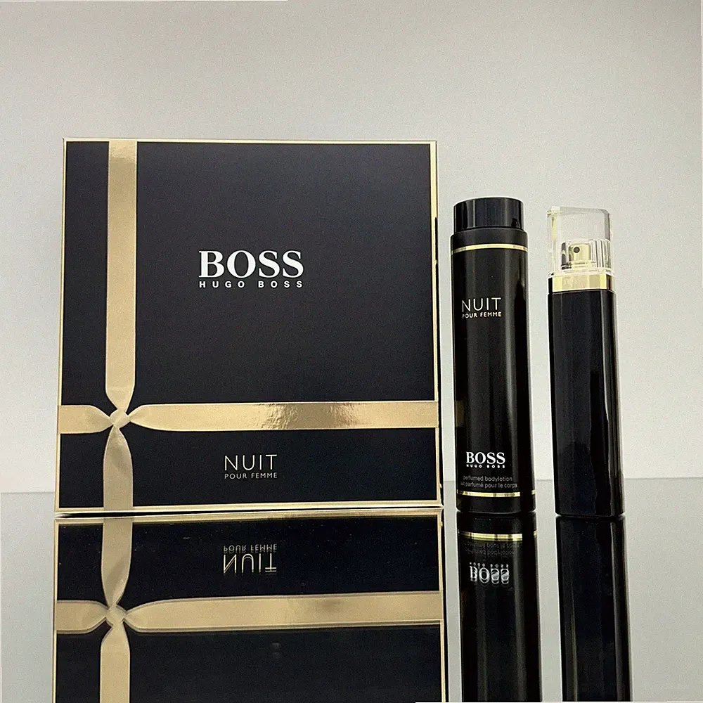 Hugo Boss NUIT POUR FEMME 2pc Women SET 2.5oz EDP Spr +6.7oz Perfumed B/Lotion